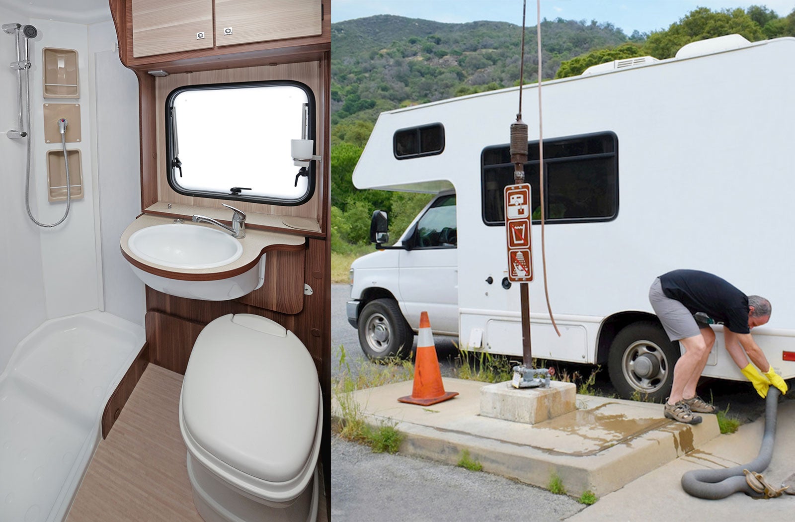 Portable RV/camper toilet and holding tank setup in Geneva, New York